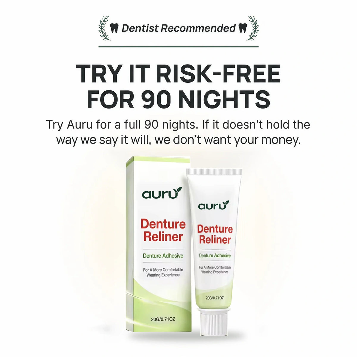 Auru ™ | Stop Denture Slipping 100% - All-Day Secure Hold