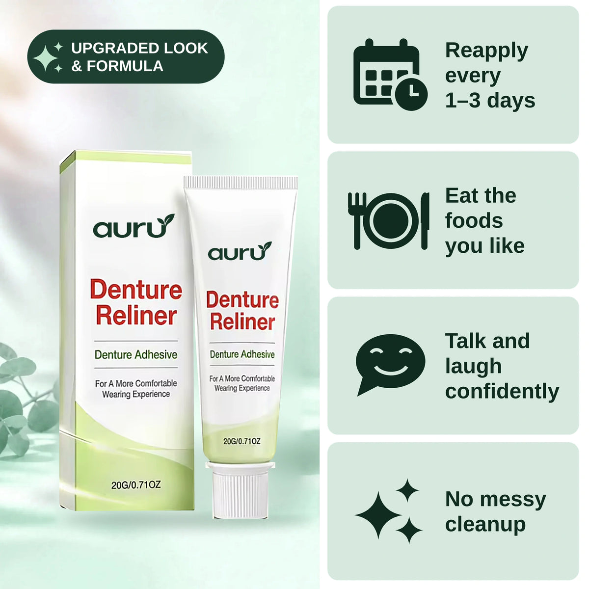Auru ™ | Stop Denture Slipping 100% - All-Day Secure Hold