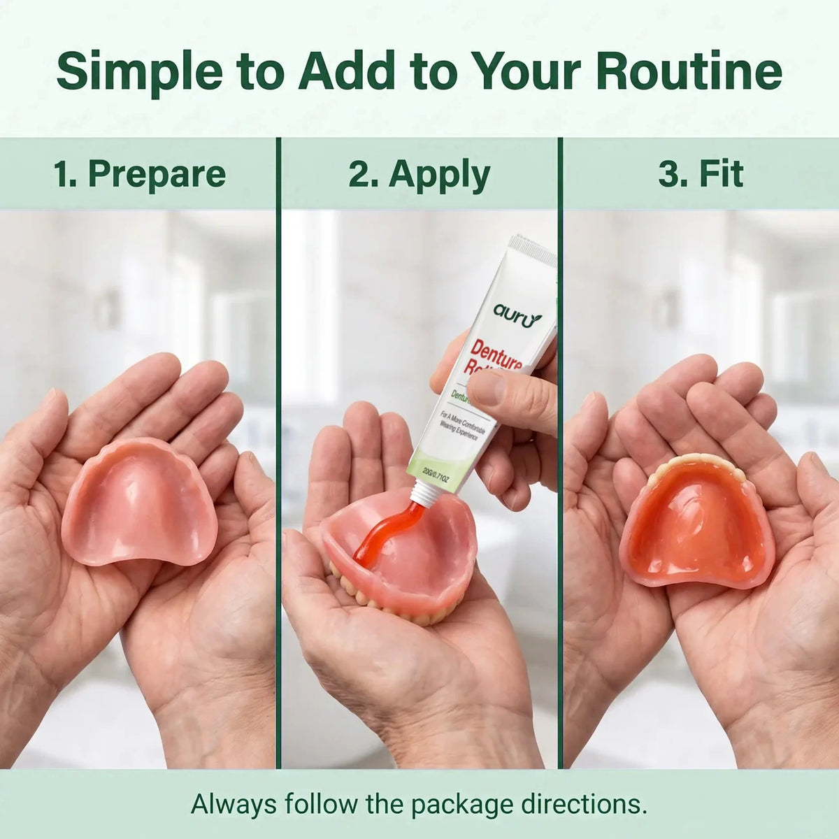 Auru ™ | Stop Denture Slipping 100% - All-Day Secure Hold