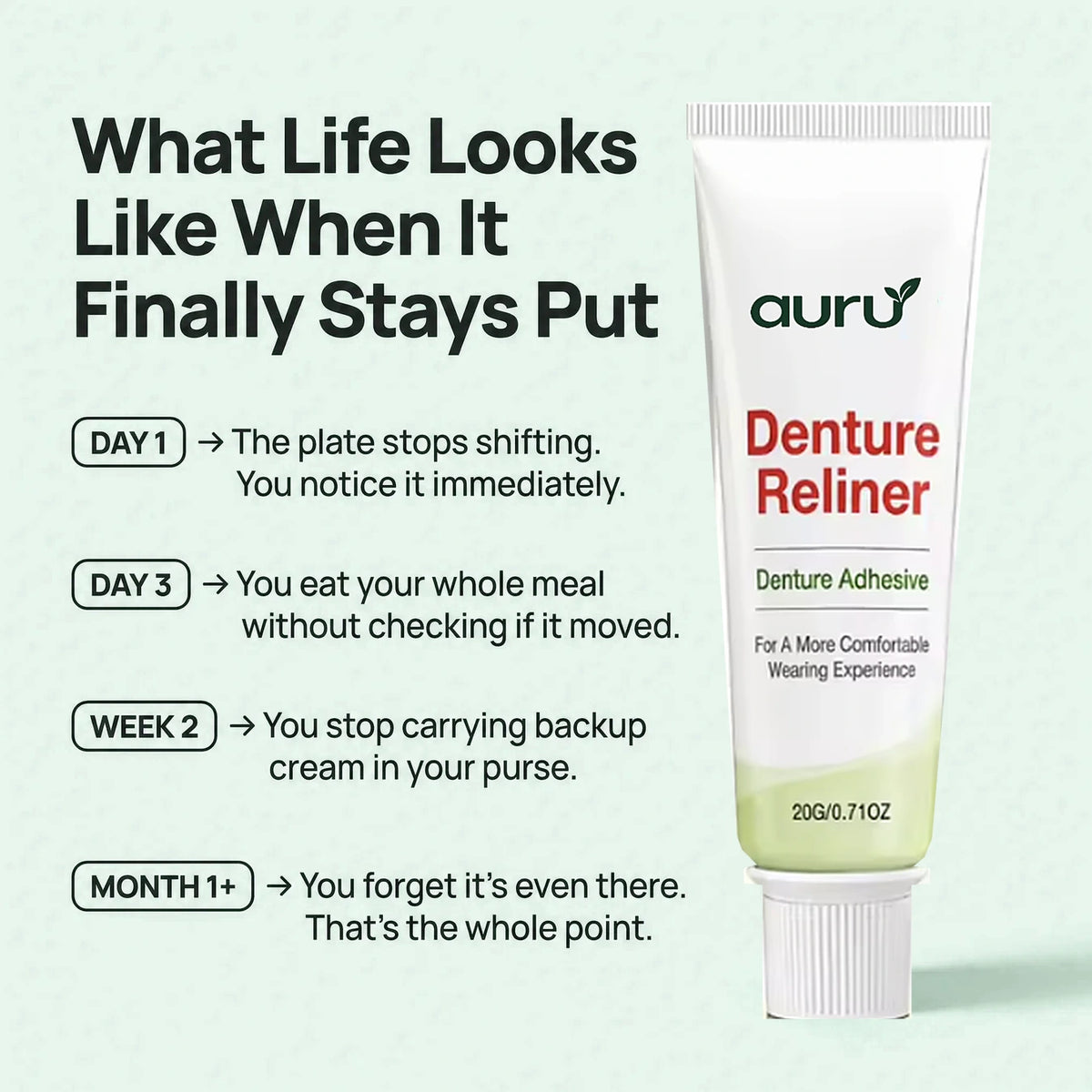 Auru ™ | Stop Denture Slipping 100% - All-Day Secure Hold