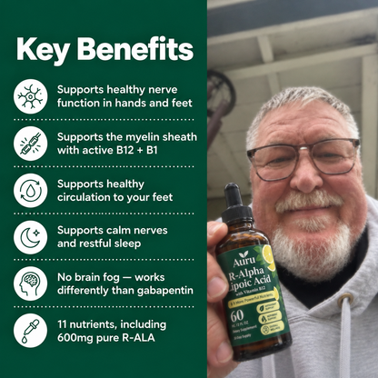 Auru 11-in-1 Nerve Support Drops | R-Alpha Lipoic Acid With Vitamin B12
