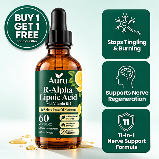 Auru 11-in-1 Nerve Support Drops | R-Alpha Lipoic Acid With Vitamin B12